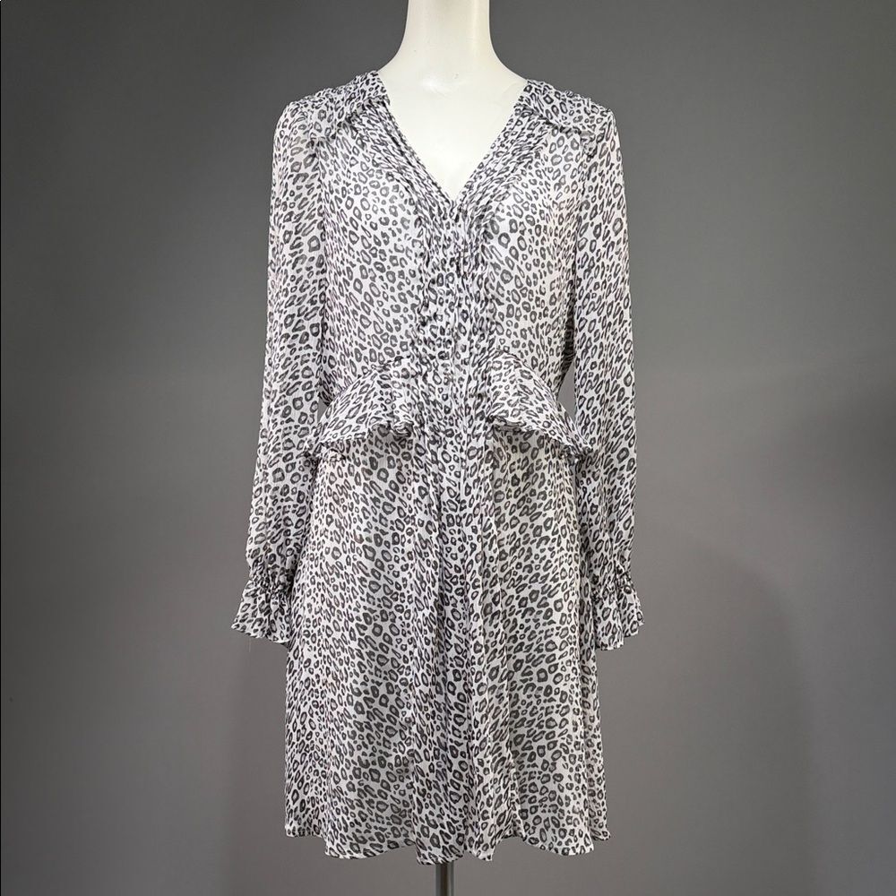 CeCe Gray Leopard Print Midi Dress (rack 9)